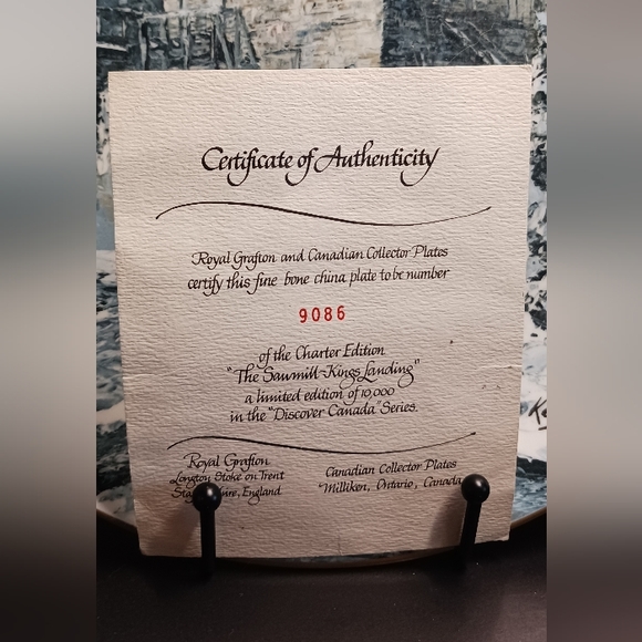 ROYAL GRAFTON KEIRSTEAD "DISCOVER CANADA" THE SAWMILL-KINGS LANDING PLATE #9086 - Picture 2 of 3